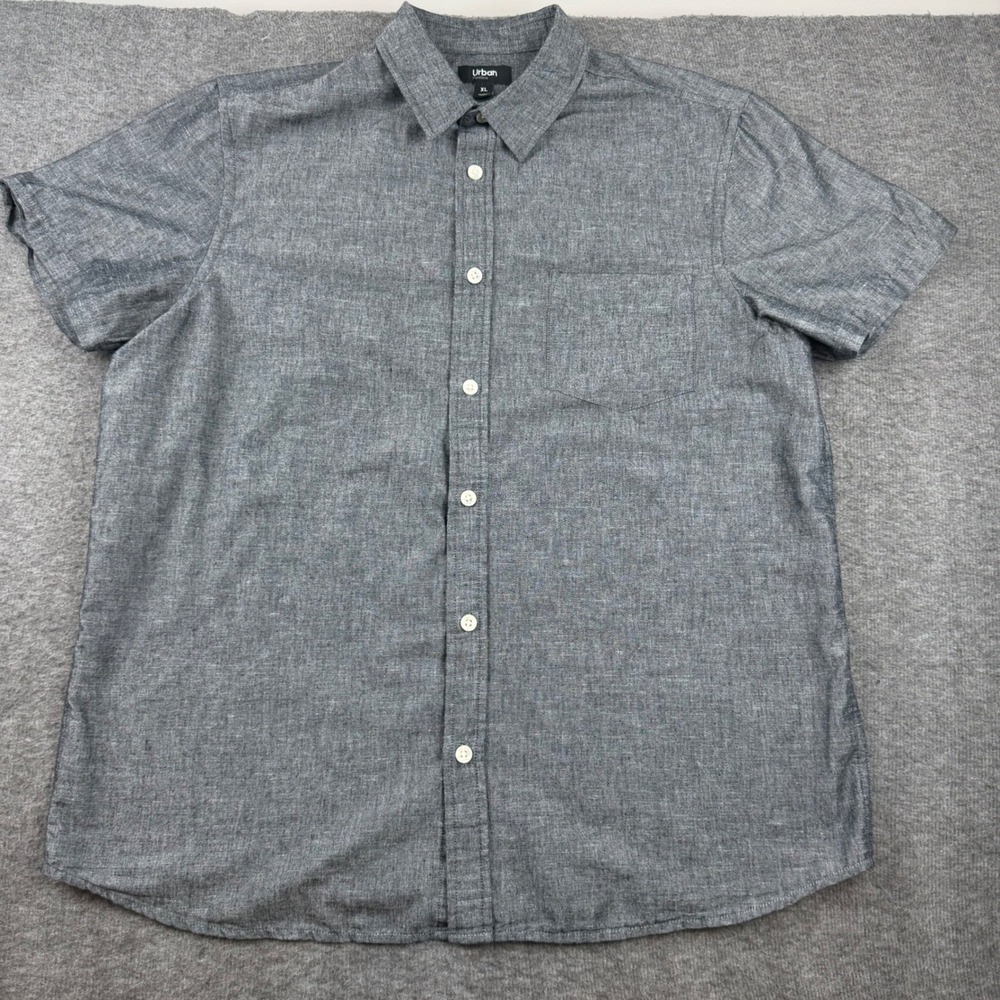 Urban Pipeline Button Down Shirt Mens XL Gray Short Sleeve Cotton‎ Blend Casual